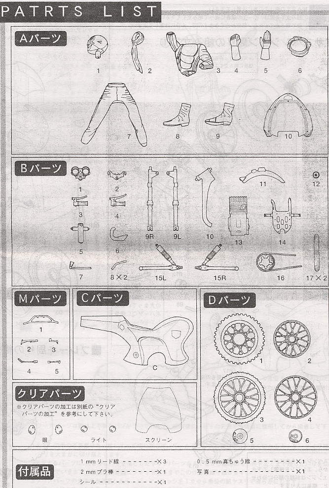 仮面ライダー1号＆新サイクロン号 (ガレージキット) 設計図3