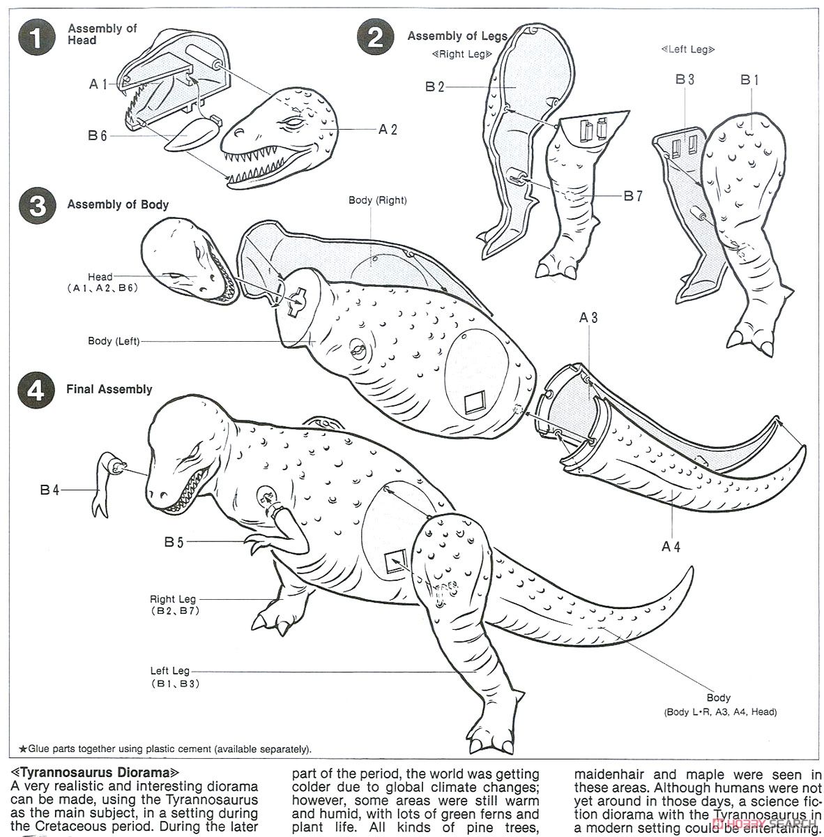 ティラノサウルス (プラモデル) 英語設計図1