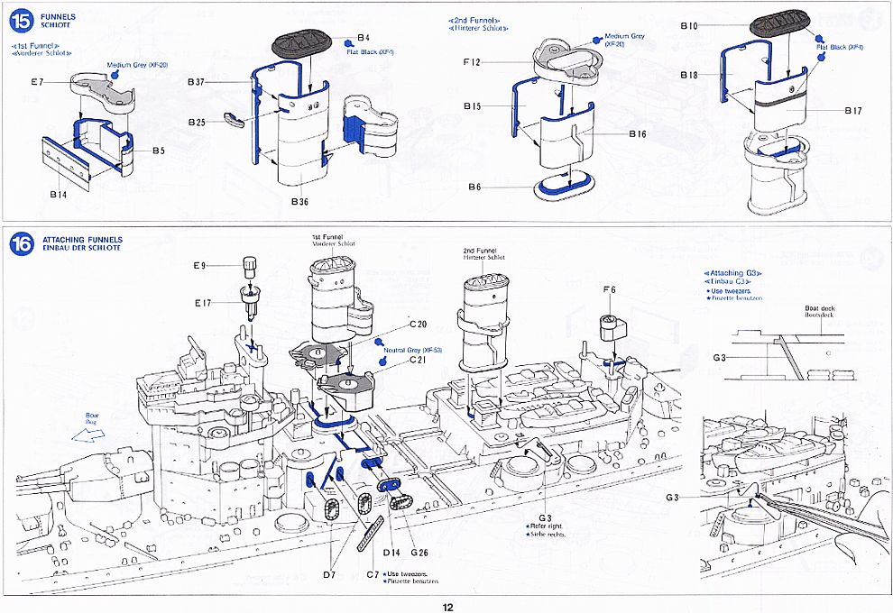 British Battleship Prince Of Wales (Plastic model) Assembly guide(Eng)8