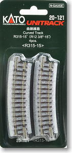 Unitrack Curved Track R315-15 degree (R12 3/8-15 degree) < R315-15 > (4pcs.) (Model Train)