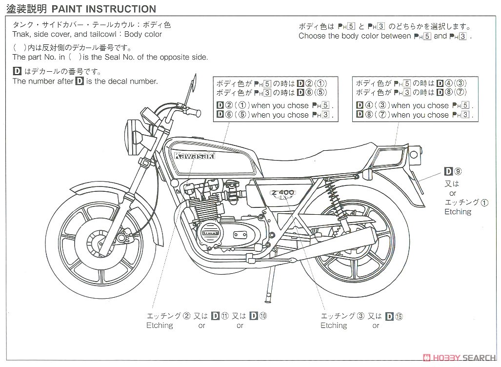 カワサキ Z400FX (プラモデル) 塗装2