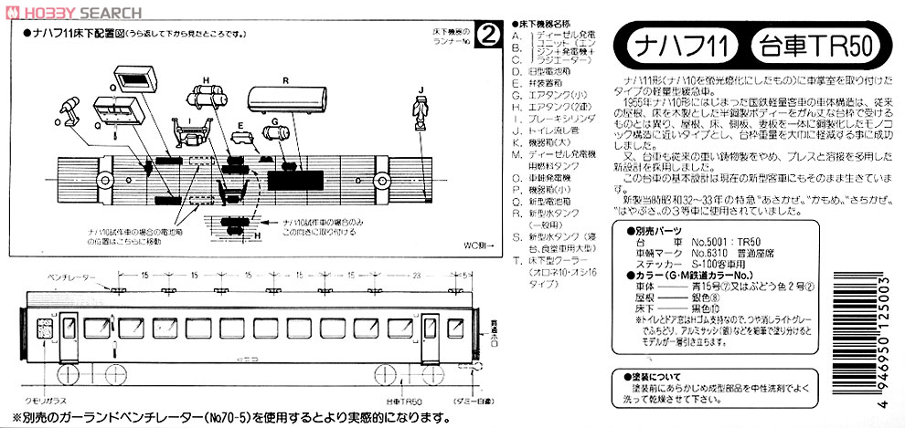 国鉄 ナハフ11 形式 (組み立てキット) (鉄道模型) 設計図2