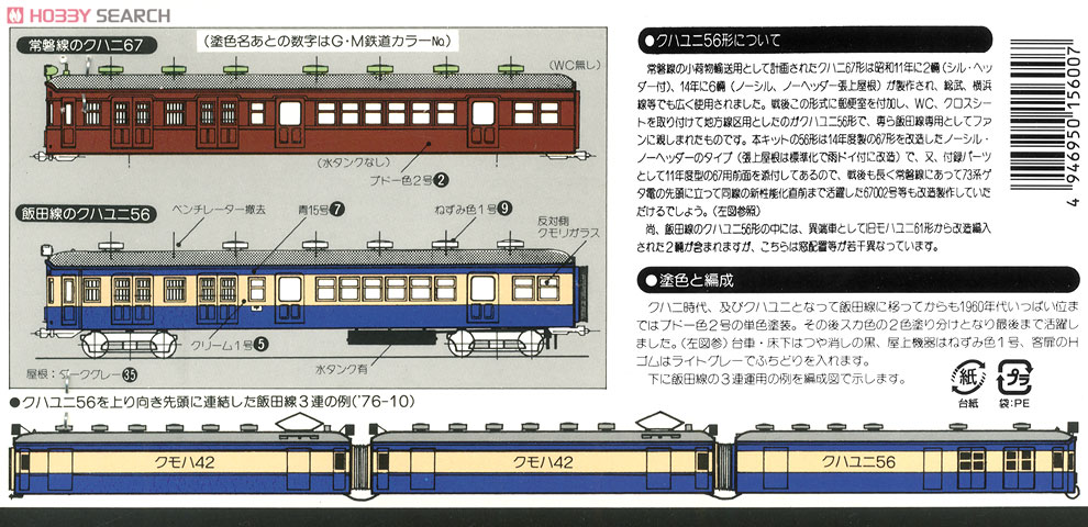 国鉄 クハユニ56形 郵便荷物制御車 (クハニ67形 制御荷物車) (組み立てキット) (鉄道模型) 商品画像2