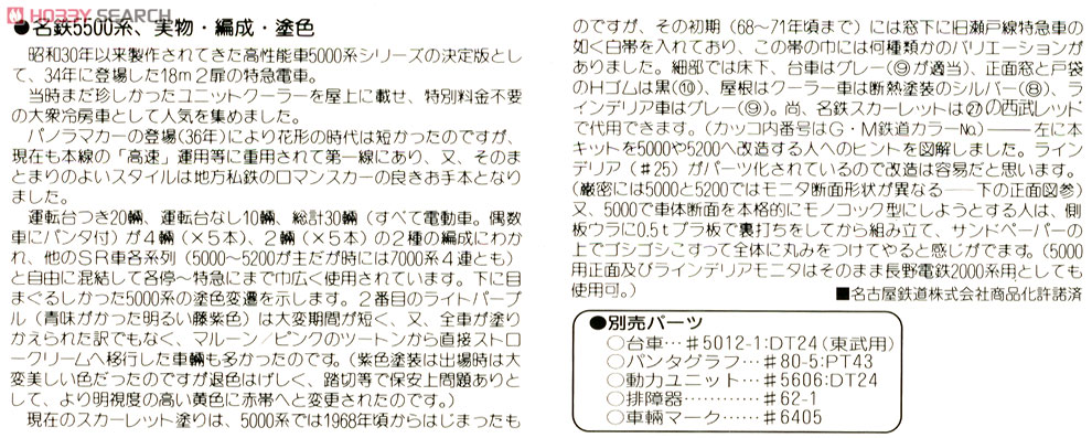 Meitetsu Series 5500 Mc+M`c 2 Car Formation Set (2-Car Unassembled Kit) (Model Train) 解説2