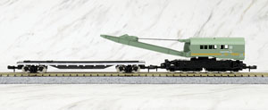 J.N.R. Railway Crane Type SO80 (Green) (with Flat Wagon Type CHIKI7000) (Model Train)