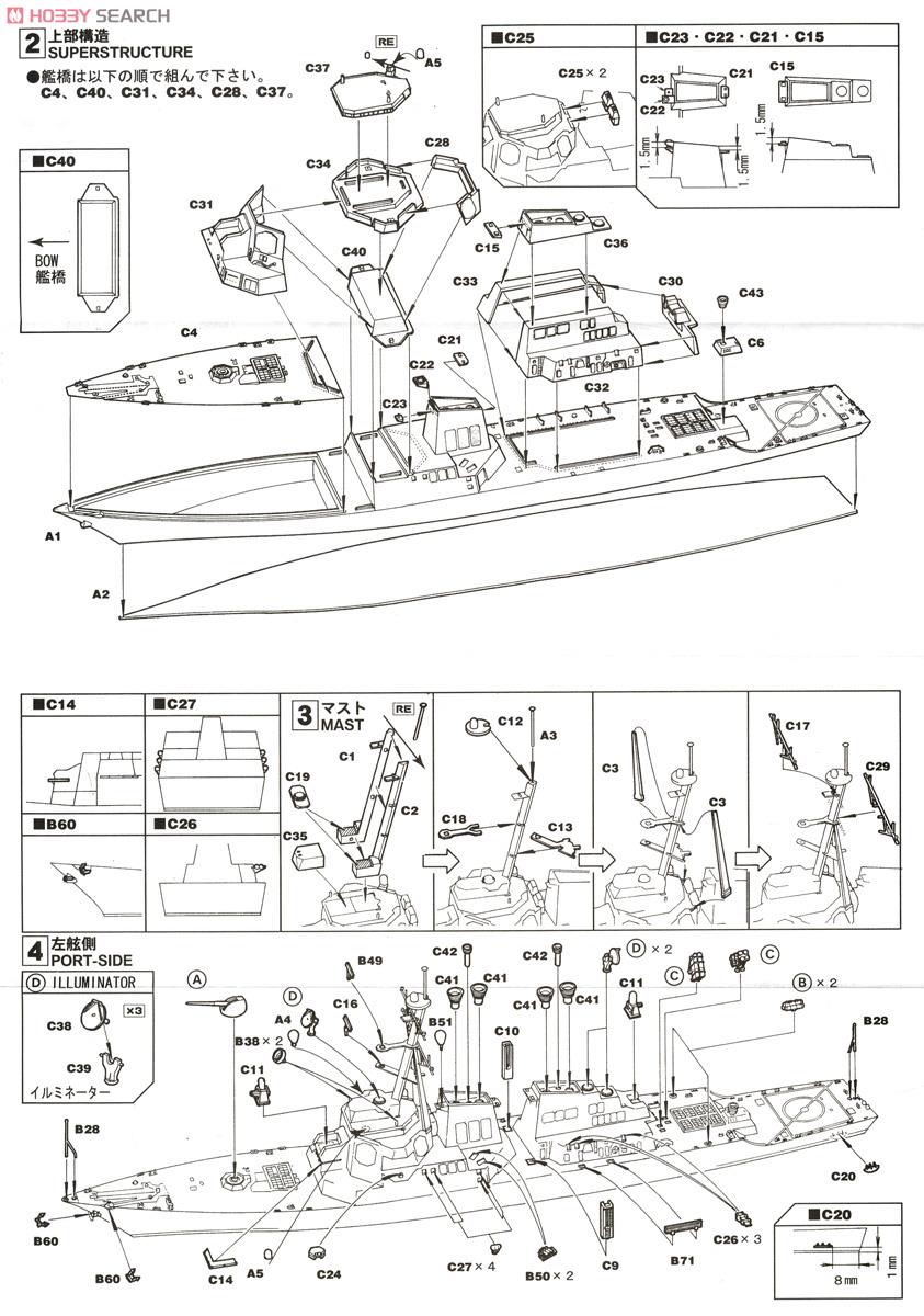 現用米海軍 イージス駆逐艦 ポーター (アーレバーグ級フライトII) (プラモデル) 設計図2