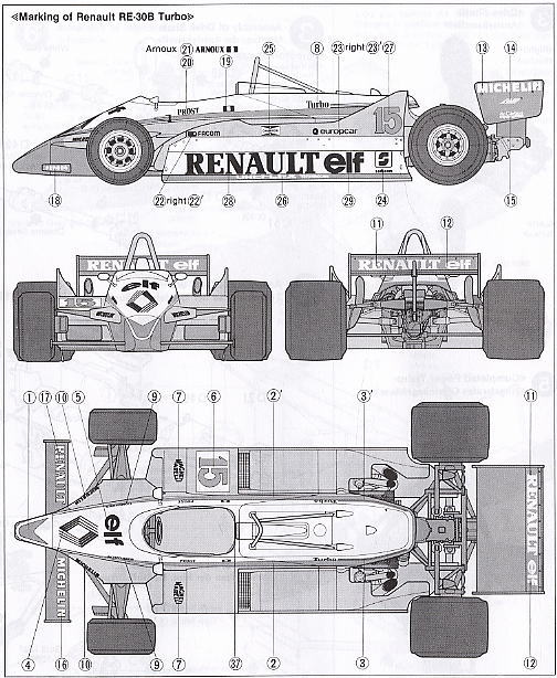 ルノー RE30B ターボ (プラモデル) 英語塗装2