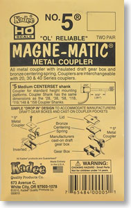 (HO) Magne-Matic(R) Couplers, No.5(R) #5 Metal Universal Metal Coupler -Medium (9/32``) Centerset Shank (2-pair) (Model Train)