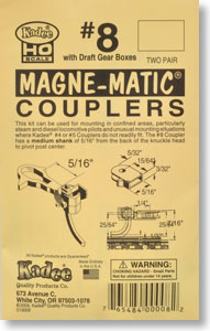 (HO) Magne-Matic(R) Couplers #8 Metal Coupler-5/16`` Medium (2-pair) (Model Train)