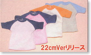 For 22cm Raglan Short Sleeves Shirt (Orange/White) (Fashion Doll)