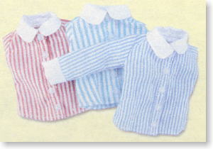 For 22cm Collar Separated Shirt (Red Stripe) (Fashion Doll)