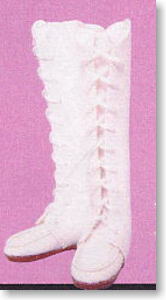 Long Lacing-up Boots (White) (Fashion Doll)
