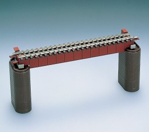 Fine Track Deck Girder Bridge(F) (with 2 Brick Piers/Red) (Model Train)
