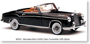 1958 メルセデスベンツ 220SE オープンコンバーチブル ブラック (ミニカー)