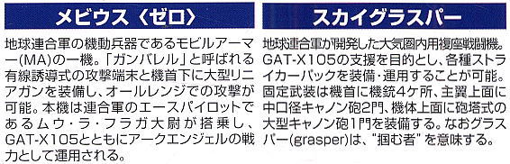 ガンダムSEEDメカセット1 メビウスゼロ＆スカイグラスパー (EX) (ガンプラ) 解説1