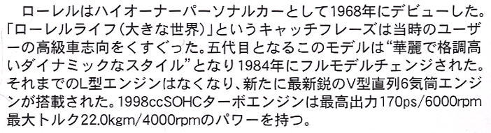 `85 ローレル V6ターボ (プラモデル) 解説1