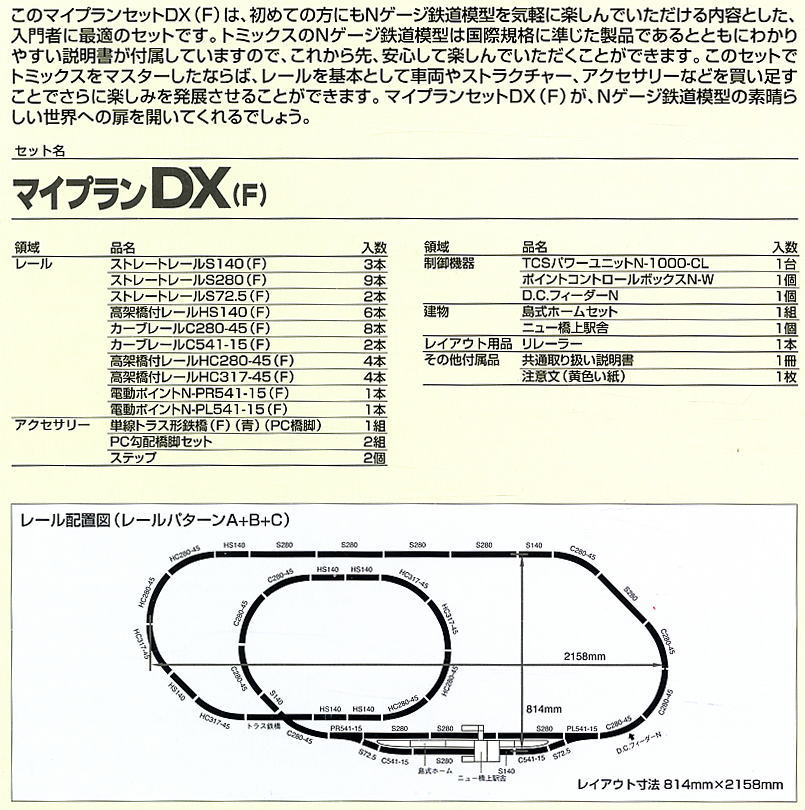 マイプラン DX (F) (Fine Track レールパターンA+B+C) (鉄道模型) 解説1