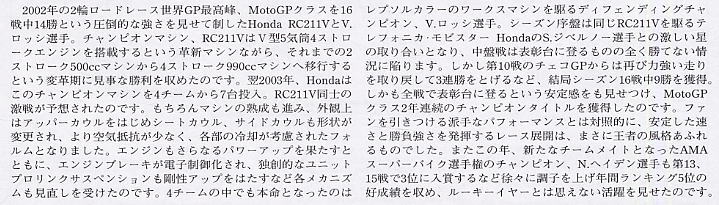 レプソル ホンダ RC211V`03 (プラモデル) 解説1