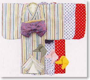 Multicolor stripe Kimono Set  (Pink) (Fashion Doll)