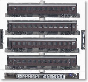 16番(HO) 国鉄 10系客車(座席車) ナハ11・ナハフ11 (茶色) (4両セット) (鉄道模型)