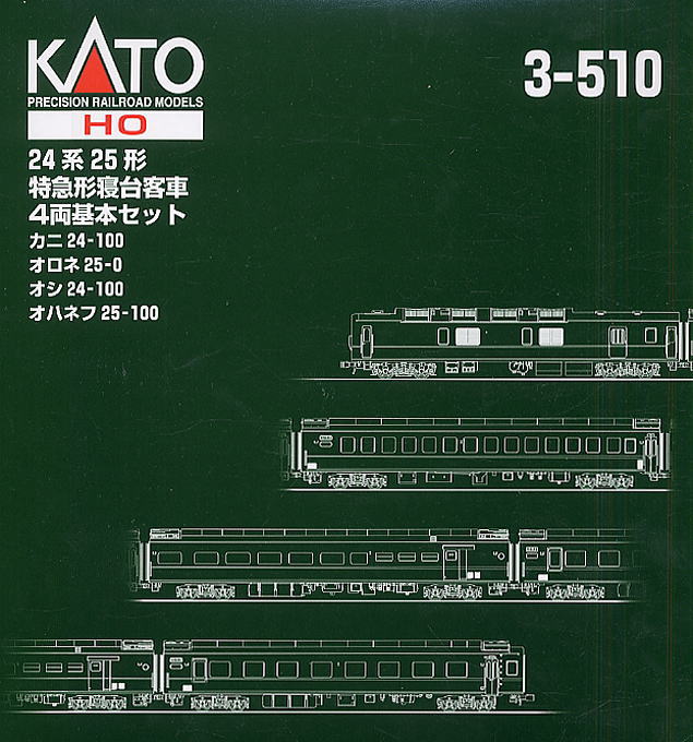 16番(HO) 24系25形寝台特急客車 (基本・4両セット) (鉄道模型) パッケージ1