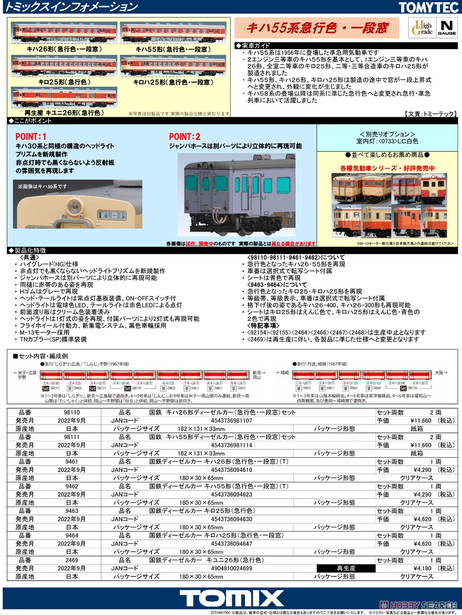 J.N.R. Diesel Train Type KIYUNI26 (Ordinary Express Color) (Model Train) About item1