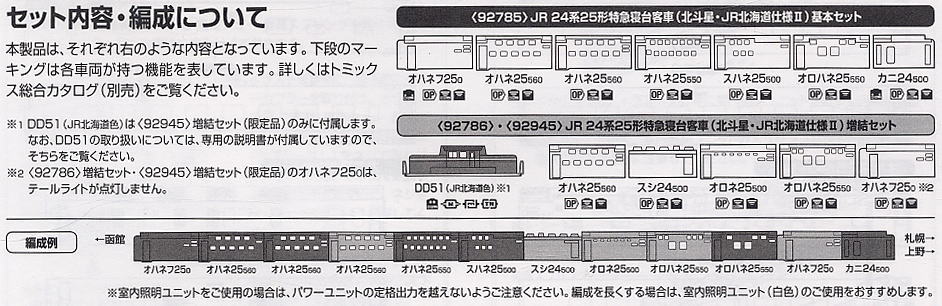 JR 24系25形特急寝台客車 (北斗星・JR北海道仕様II) (基本・7両セット) (鉄道模型) 解説2
