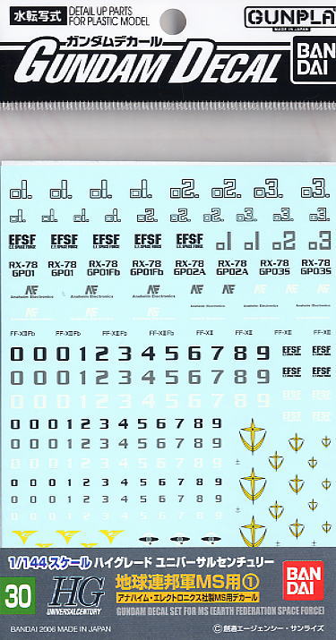 ガンダムデカール (HGUC) 地球連邦軍MS用 1 (アナハイム社MS用) (ガンプラ) 商品画像1