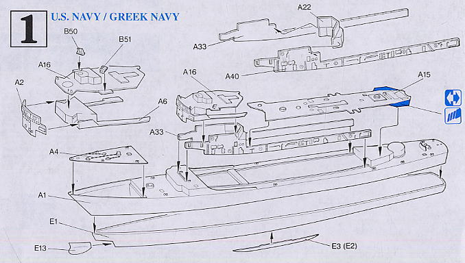 アメリカ海軍 ミサイル駆逐艦 U.S.S.チャールズ・F・アダムス DDG-2 (プラモデル) 設計図1