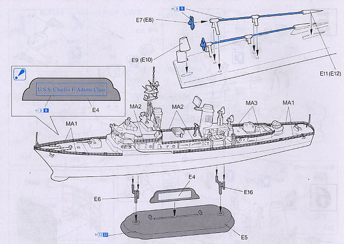 アメリカ海軍 ミサイル駆逐艦 U.S.S.チャールズ・F・アダムス DDG-2 (プラモデル) 設計図8