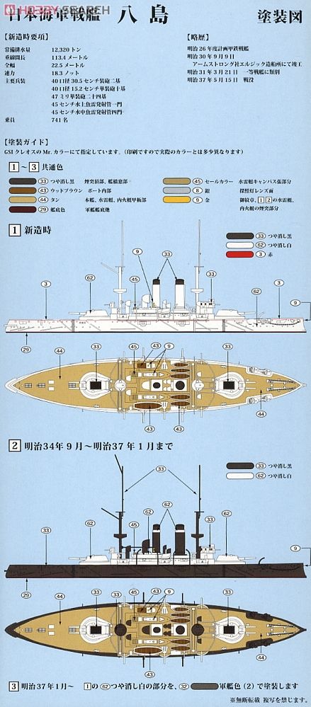 日本海軍戦艦 八島 (プラモデル) 塗装1