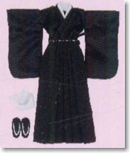 Kimono Hakama Set (Black) (Fashion Doll)