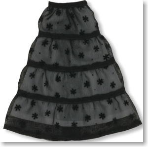 27cm用 フロッキーフラワースカート (黒) (ドール)