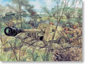 ドイツ軍 75mm対戦車砲 PAK40と砲兵 (プラモデル)