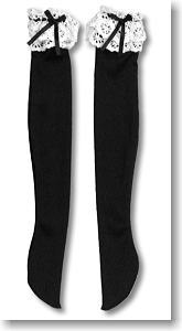 For 60cm Lolita Over Knee Socks D (Black x White x Black) (Fashion Doll)