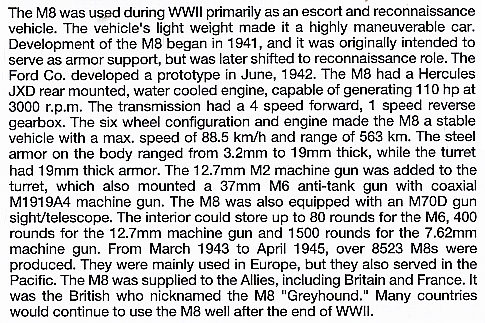 アメリカ軽装甲車 M8 グレイハウンド (プラモデル) 英語解説1
