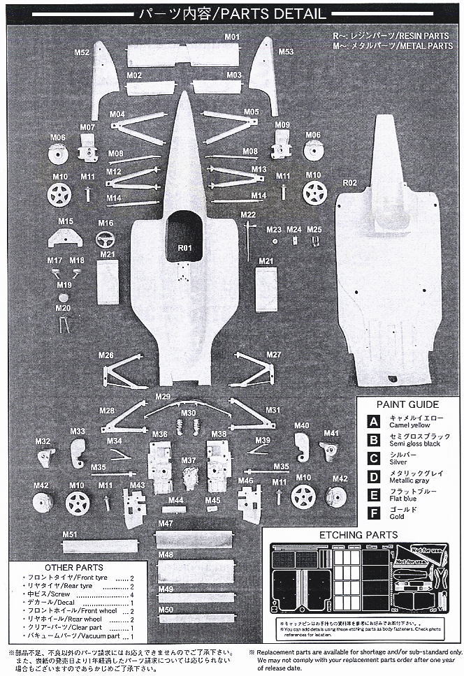 ロータス 100T 1988 日本GP (レジン・メタルキット) 設計図1