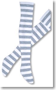 For 60cm Alice Over Knee Socks (Gray/White) (Fashion Doll)