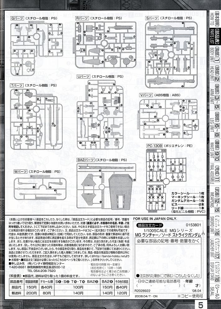 GAT-X105 ランチャー/ソードストライクガンダム (MG) (ガンプラ) 設計図3