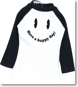 Smile Print T-Shirt (Black/White) (Fashion Doll)