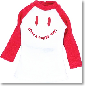 Smile Print T-Shirt (Red/White) (Fashion Doll)