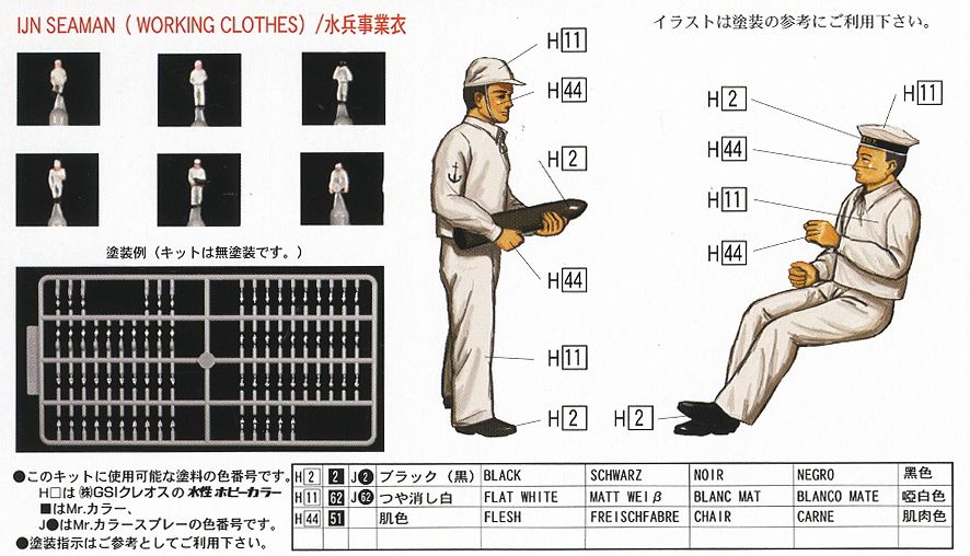 旧日本海軍艦艇乗組員 No.2 (213体入) (プラモデル) 塗装2