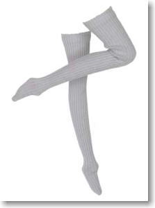 Over knee Rib Socks (Light Gray) (Fashion Doll)