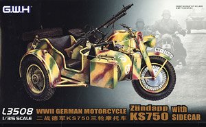 WWII German Motorcycle Zundapp KS750 w/SideCar (Trailer 2 Versions) (Plastic model)