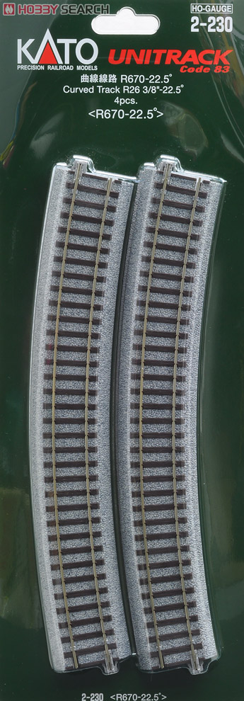 (HO) UNITRACK 曲線線路 R670-22.5ﾟ ＜ R670-22.5ﾟ ＞ (4本入) (鉄道模型) 商品画像1
