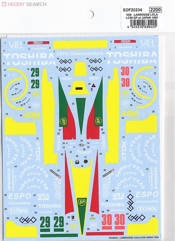 LARROUSSE LOLA LC90 GP of JAPAN 1990 Spare Decal (Model Car) Item picture1