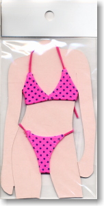 Swimsuit - Triangle Bikini & String Panties (Pink + Blue Polka Dot) (Fashion Doll)