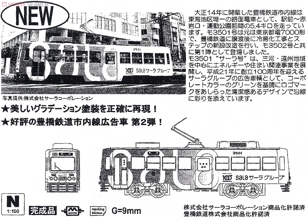 豊橋鉄道市内線 モ3501 `サーラ号` (鉄道模型) その他の画像1