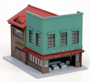 DioTown Fruit Shop (Corner Shop with Signboard 1) (Copper Plate, Left) (Fruit and Vegetable Store) (Model Train)