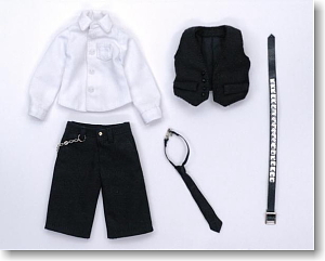 For 21cm Boys Zile Pants set (White x Black) (Fashion Doll)